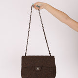 Chanel 2011 Chocolate Tweed Turnlock Square Flap