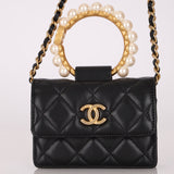 Chanel 2021 Pearl Crown Cardholder on Chain