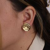 Hermès 2000 Matte Gold Script Logo Clip-On Earrings