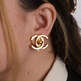 Chanel 1995 Autumn Collection CC Turnlock Clip-On Earrings