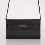 Hermès 2020 Noir Epsom Kelly To Go Wallet with Strap GHW