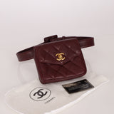 Chanel 1993 Bordeaux Caviar Envelope Turnlock Waist Bag 24K GP