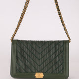 Chanel 2018 Crumpled Chevron Wallet On Chain