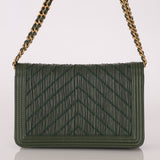 Chanel 2018 Crumpled Chevron Wallet On Chain