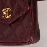 Chanel 1993 Bordeaux Caviar Envelope Turnlock Waist Bag 24K GP