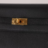 Hermès 2020 Noir Epsom Kelly To Go Wallet with Strap GHW