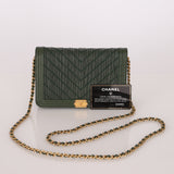 Chanel 2018 Crumpled Chevron Wallet On Chain