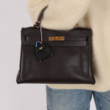 Hermès Noir Tadelakt Micro Kelly Twilly Bag Charm GHW