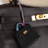 Hermès Noir Tadelakt Micro Kelly Twilly Bag Charm GHW