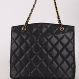 Chanel 1996 Caviar XL Logo Turnlock Tote 24k GP