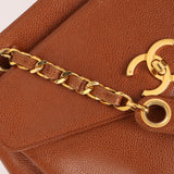 Chanel 1995 Chestnut Caviar Turnlock Pocket Tote 24K GP