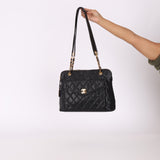 Chanel 1994 Caviar Quilted Envelope Turnlock Zip Tote