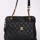 Chanel 1994 Caviar Quilted Envelope Turnlock Zip Tote