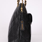 Chanel 1994 Caviar Quilted Envelope Turnlock Zip Tote