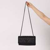Chanel 2015 So Black Grograin Border Flap Bag