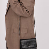 Chanel 2011 Black Lambskin Camellia Wallet on Chain