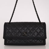 Chanel 2015 So Black Grograin Border Flap Bag
