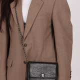 Chanel 2011 Black Lambskin Camellia Wallet on Chain