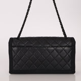 Chanel 2015 So Black Grograin Border Flap Bag