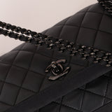 Chanel 2015 So Black Grograin Border Flap Bag