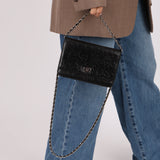 Chanel 2011 Black Lambskin Camellia Wallet on Chain