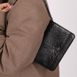 Chanel 2011 Black Lambskin Camellia Wallet on Chain