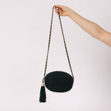 Chanel 1988 Green Suede Oval Tassel Camera Bag 24K GP