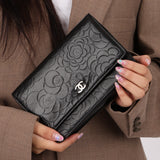Chanel 2011 Black Lambskin Camellia Wallet on Chain