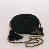 Chanel 1988 Green Suede Oval Tassel Camera Bag 24K GP