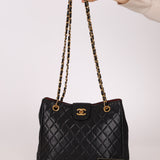 Chanel 1986 Lambskin Turnlock Chain Tote 24K GP