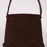Chanel 1997 Brown Suede Turnlock Shoulder Bag 24k GP
