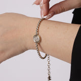 Chanel 2021 Summer Collection Crystal Embellished CC Logo Button and Crystal Bezel Strap Bracelet