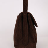Chanel 1997 Brown Suede Turnlock Shoulder Bag 24k GP