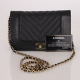 Chanel 2019 Black Caviar & Sheepskin Mademoiselle Wallet on Chain