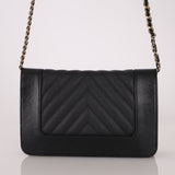 Chanel 2019 Black Caviar & Sheepskin Mademoiselle Wallet on Chain