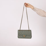 Chanel 2018 Eucalyptus Green Iridescent Caviar Small Double Flap