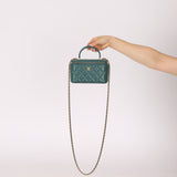 Chanel 2021 Lambskin Teal Mini Rectangular Top Handle Vanity