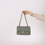 Chanel 2018 Eucalyptus Green Iridescent Caviar Small Double Flap