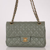 Chanel 2018 Eucalyptus Green Iridescent Caviar Small Double Flap
