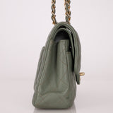 Chanel 2018 Eucalyptus Green Iridescent Caviar Small Double Flap