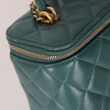 Chanel 2021 Lambskin Teal Mini Rectangular Top Handle Vanity