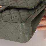 Chanel 2018 Eucalyptus Green Iridescent Caviar Small Double Flap