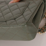 Chanel 2018 Eucalyptus Green Iridescent Caviar Small Double Flap