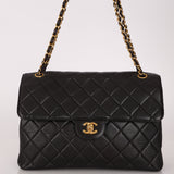 Rare Chanel 1996 Lambskin XL Double Sided Turnlock Classic Flap Bag 24K GP