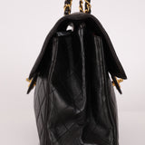 Rare Chanel 1996 Lambskin XL Double Sided Turnlock Classic Flap Bag 24K GP