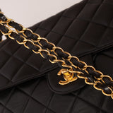 Rare Chanel 1996 Lambskin XL Double Sided Turnlock Classic Flap Bag 24K GP