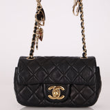 Rare Chanel 2009 Valentine Hearts Quilted Lambskin Extra Mini Flap Bag