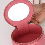 Ultra-Rare Chanel Lambskin Pearl Top Handle Mini Pink Vanity Crossbody