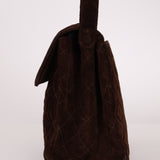 Chanel 1997 Chocolate Suede Turnlock Kelly Shoulder Bag