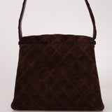 Chanel 1997 Chocolate Suede Turnlock Kelly Shoulder Bag